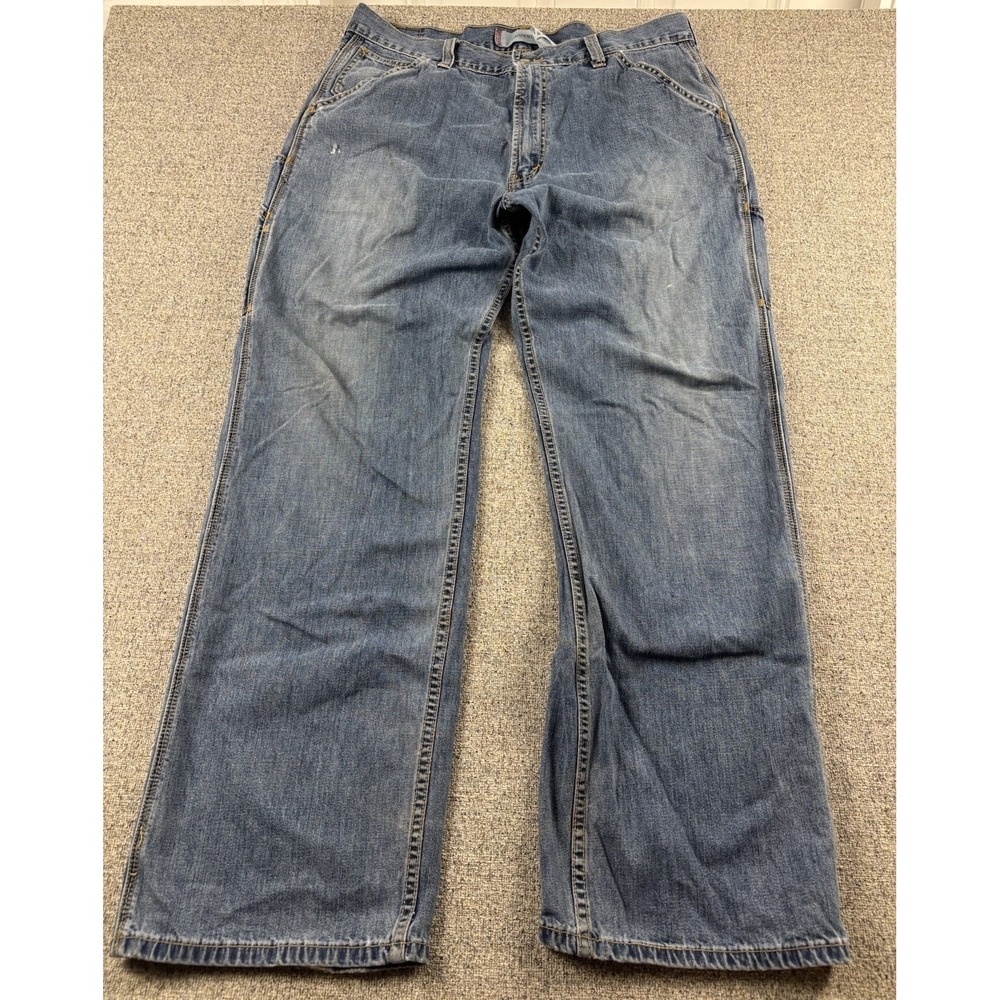 Levis Carpenter Jeans Men's 36x32 Baggy Heavy Faded Paint Frayed Hems Distressed